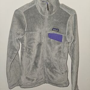 Womens Gray and Purple Fleece Jacket